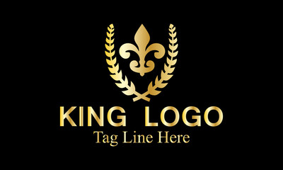 golden laurel wreath , king logo design.