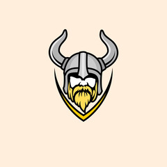 Vector illustration of God Odin Viking with Helmet, 
Armor on the White background. Hand-drawn illustration 
for mascot sport logo badge label sign poster 
emblem patch t-shirt printing. Vector Logo