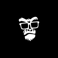 geek gorilla head vector logo illustration