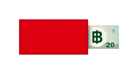 Red Packet and Money banknote 20 thai Baht, Red Envelope for New year China, Chinese red Envelope