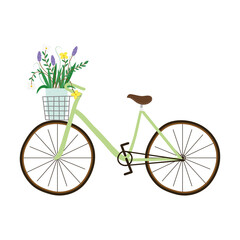 Fototapeta na wymiar bicycle with beautiful floral decoration in basket vector illustration design