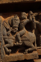 Fototapeta na wymiar ancient times intricated stone carving of somnathpura temple India