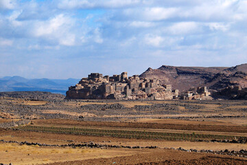 Yemeni village in mountains near Sana'a