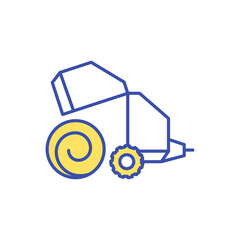 Hay making RGB color icon. Preparing barley with machinery for feeding livestock. Agriculture equipment. Farming industry product. Farm harvest. Ranch haystack. Isolated vector illustration