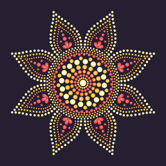 Vector dot painting mandalas. Aboriginal style of dot painting