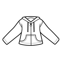 Sweatshirt with kangaroo pockets  outline for coloring on a white background