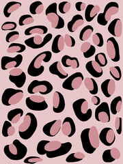 Vector pattern of abstract Leopard skin in black and pink pastel colour, Cute Wild Animals dots for textile or wall paper, Background for Spring or Summer Season