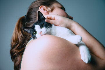 Young woman with kitten