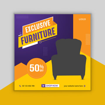 Modern Furniture social media post template or social media banner template