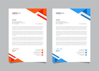 Red and blue creative modern business letterhead template set