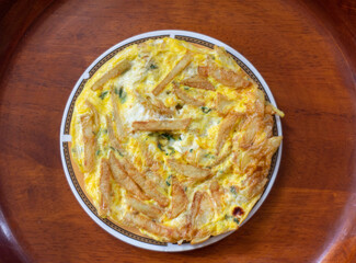 Homemade French Fries Omelet with cheese 