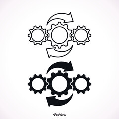 Operations line  icon on white, gear