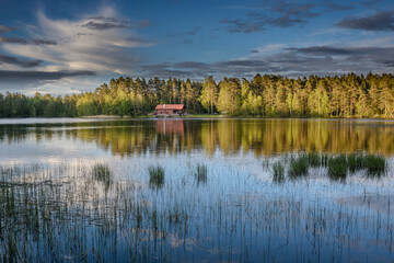 Fototapeta premium TOURISM: Swedish lake and forest