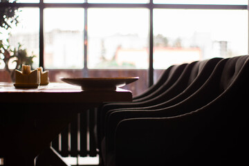 Upholstered furniture in a restaurant 