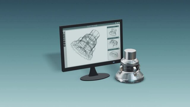 from design to final product, mechanical project, CAM software (3d render)