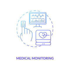 Medical monitoring concept icon. CPS application idea thin line illustration. Estimating patient health state. Identifying changes in health status. Vector isolated outline RGB color drawing
