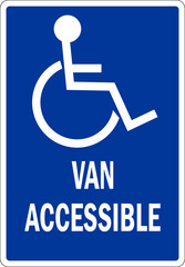 van accessible handicap parking sign. Traffic signs and symbols.