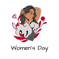 Woman’s Day design with flowers on square background.