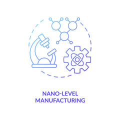 Nano-level manufacturing concept icon. Cyber-physical systems usage benefit idea thin line illustration. Atomic- and molecular-scale components. Vector isolated outline RGB color drawing