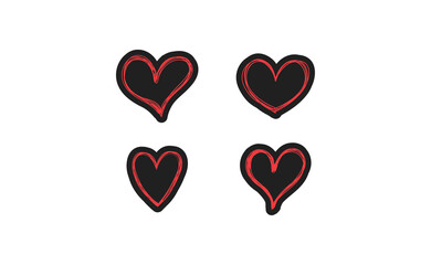 Heart doodles set. Hand drawn hearts collection. Valentine's day sketched design elements.