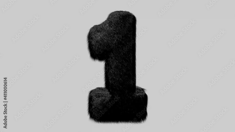 Poster number made from mink fur. there is animation and alpha mask.