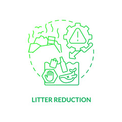 Litter reduction concept icon. Organic waste prevention idea thin line illustration. Items floating in water. Toxic things. Visual pollution. Vector isolated outline RGB color drawing