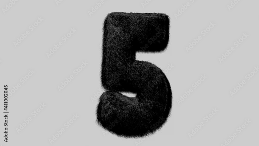 Poster number made from mink fur. there is animation and alpha mask.