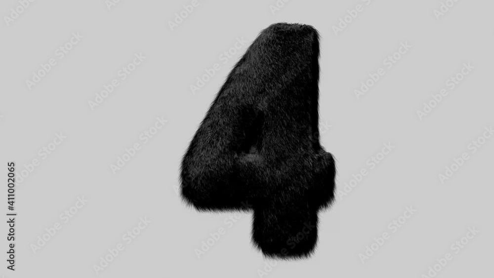 Poster number made from mink fur. there is animation and alpha mask.