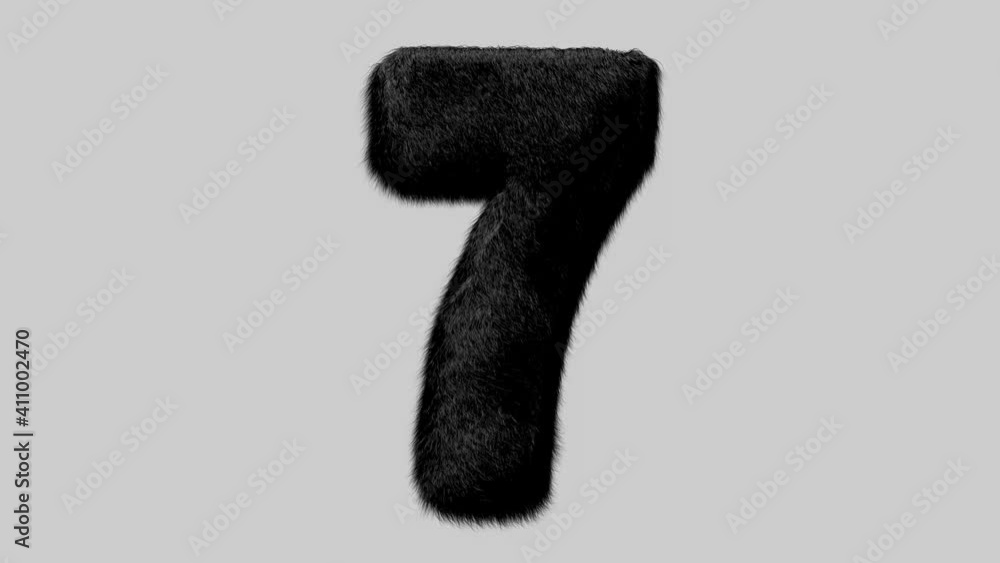 Poster number made from mink fur. there is animation and alpha mask.