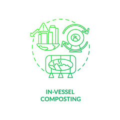 In-vessel composting concept icon. Composting method idea thin line illustration. Temperature levels monitoring and controlling. Catering waste. Vector isolated outline RGB color drawing