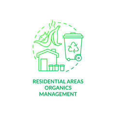Residential areas organics management concept icon. Organic waste diversion idea thin line illustration. Yard trimmings, food-soiled paper managing. Vector isolated outline RGB color drawing