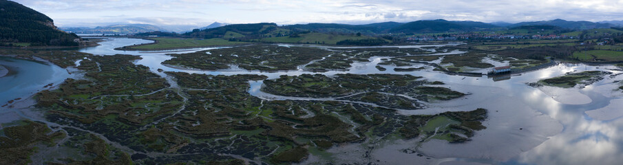 Tidal Marsh, Tidal Wetland (MARISMA), Low Tide, Marismas de Santoña, Victoria y Joyel Natural Park, Cantabria, Spain, Europe
