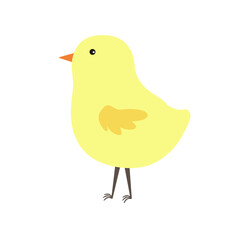 Little cute Easter chicken, funny yellow flat style cartoon character vector illustration, symbol of festive springtime period clipart for cards, banner, Easter decor