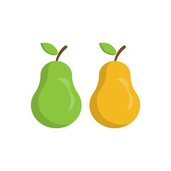 Fresh pear fruits with leaf. cartoon illustration