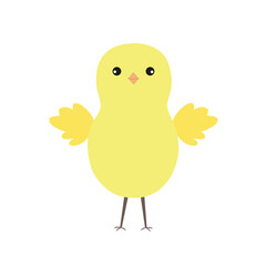 Little cute Easter chicken, funny yellow flat style cartoon character vector illustration, symbol of festive springtime period clipart for cards, banner, Easter decor