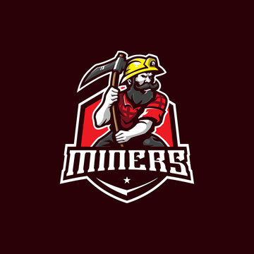 miner mascot logo design vector with modern illustration concept style for badge, emblem and t shirt printing. angry miner illustration.