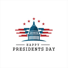 Presidents day. Vector typography, text or logo design, capitol building logo design template. Awesome capitol with star logo