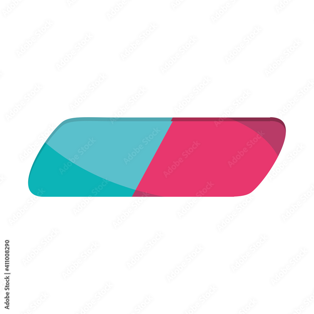 Poster school eraser supply stationery icon flat