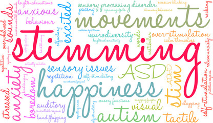 Stimming Word Cloud on a white background. 