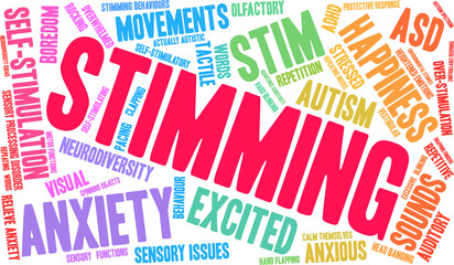 Stimming Word Cloud on a white background. 