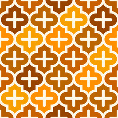 Seamless surface print with ogee ornament. Oriental traditional pattern with repeated mosaic tile Moroccan crosses motif