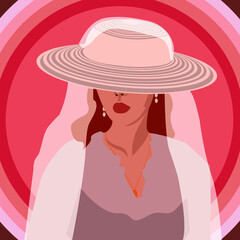 cute woman in pink hat