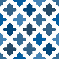 Seamless surface print with ogee ornament. Oriental traditional pattern with repeated mosaic tile Moroccan lantern motif