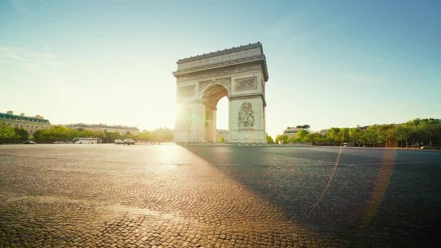 Triumphal Arch at sunrise, Paris, France