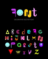 Gordijnen Decoratief lettertype vector design. Gekleurde abstracte lettertype ontwerp geïsoleerd op een zwarte achtergrond. ©  danjazzia