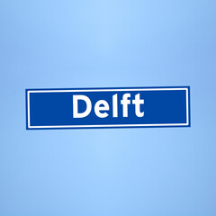 Delft place name sign in the Netherlands