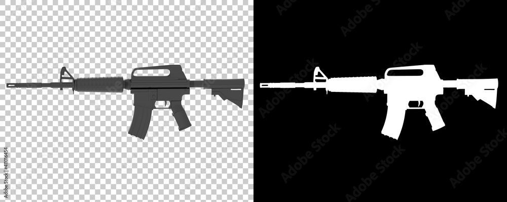 Poster machine gun isolated on background with mask. 3d rendering - illustration