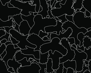 Black birds silhouette. Abstract creative composition. Seamless pattern .