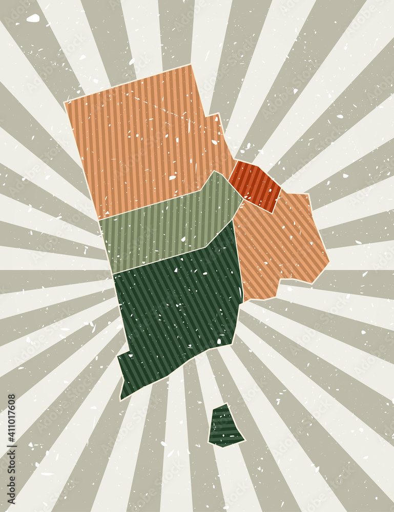 Poster rhode island vintage map. grunge poster with map of the us state in retro color palette. shape of rh