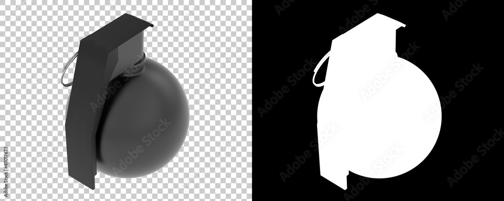 Poster hand grenade isolated on background with mask. 3d rendering - illustration
